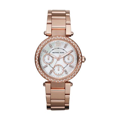 michael kors ladies rose gold-plated bracelet watch|two tone rose gold watch.